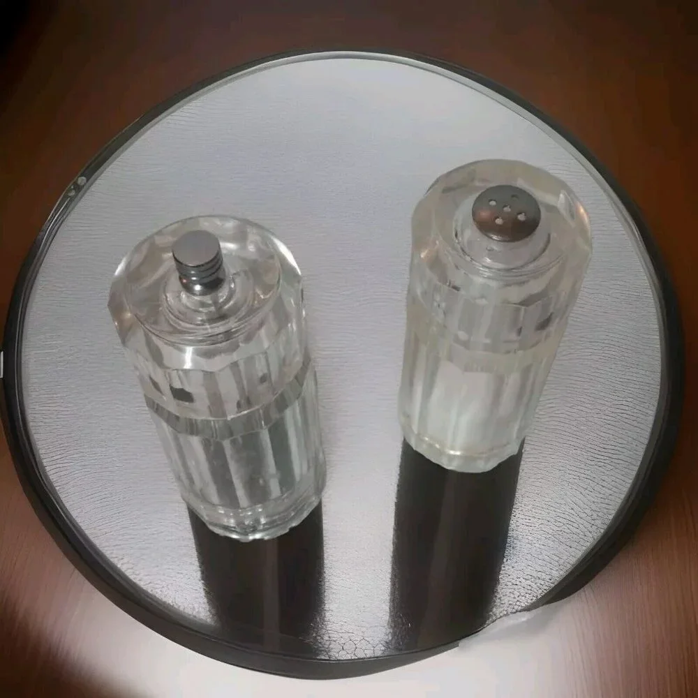 Vtg Olde Thompson Salt & Pepper Mill Set Faceted Acrylic Lucite Grinder USA